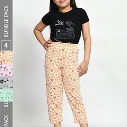BAESD Girls Set Of 4 Printed Cotton Lounge Pants-75