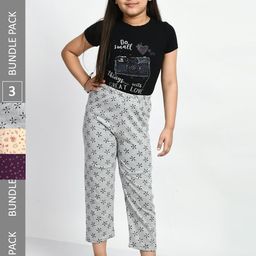 BAESD Girls Pack Of 3 Printed Pure Cotton Lounge Pants-picture-6