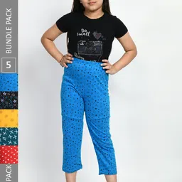 BAESD Girls Pack Of 5 Printed Pure Cotton Lounge Pants-picture-42