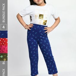 BAESD Girls Pack Of 4 Conversational Printed Pure Cotton Lounge Pants-image-97