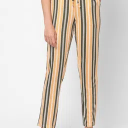 Sweet Dreams Women Yellow & Green Striped Mid Rise Lounge Pants-image-93