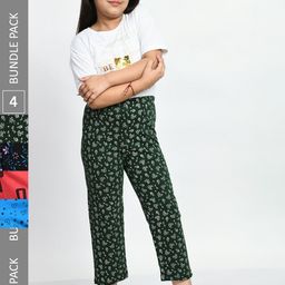 BAESD Girls Pack Of 4 Printed Cotton Lounge Pants-image-89