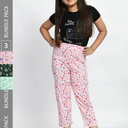 BAESD Girls Pack Of 3 Printed Pure Cotton Lounge Pants-picture-4