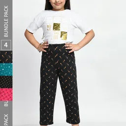 BAESD Girls Pack Of 4 Printed Pure Cotton Lounge Pants-picture-25