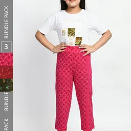 BAESD Girls Pack Of 3 Printed Cotton Lounge Pants-31