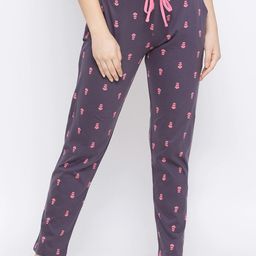 Kanvin Women Purple Printed Cotton Lounge Pants-image-133
