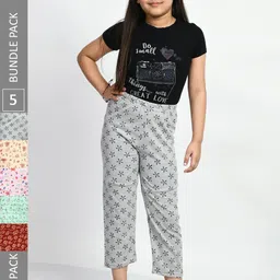 BAESD Girls Pack Of 5 Printed Pure Cotton Lounge Pants-picture-19