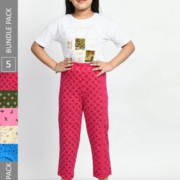 BAESD Girls Pack Of 5 Printed Pure Cotton Lounge Pants-image-111