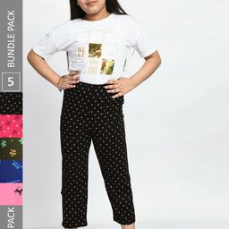 BAESD Girls Pack Of 5 Printed Pure Cotton Lounge Pants-image-105