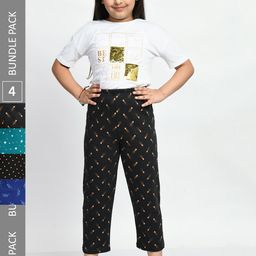 BAESD Girls Mid-Rise Pack of 4 Printed Cotton Lounge Pants-image-92