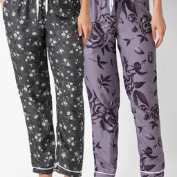 FashionRack Women Pack of 2 Printed Cotton Lounge Pants-picture-7