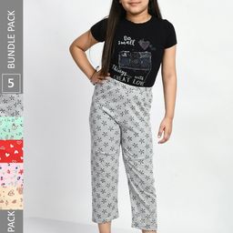 BAESD Girls Pack Of 5 Printed Pure Cotton Lounge Pants-image-112