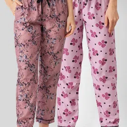 FashionRack Women Pack Of 2 Printed Cotton Lounge Pants-picture-45