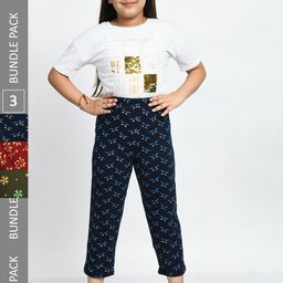 BAESD Girls Pack Of 3 Printed Pure Cotton Lounge Pants-picture-8