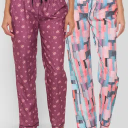 FashionRack Women Purple & Pink Pack of 2 Printed Lounge Pants-picture-37