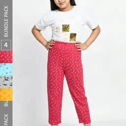 BAESD Girls Pack Of 4 Printed Pure Cotton Lounge Pants-picture-31
