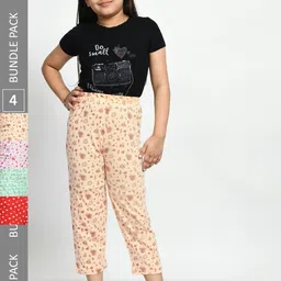 BAESD Girls Pack Of 4 Printed Pure Cotton Lounge Pants-picture-41