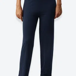 NOT YET by us Women Navy Blue Solid Lounge Pant-image-87