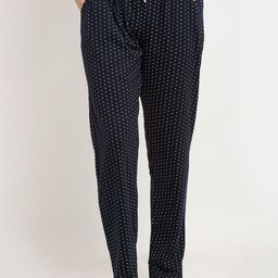 Kanvin Women Navy Blue Printed Cotton Lounge Pants-image-114