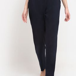 Kanvin Women Navy Blue Solid Cotton Lounge Pants-image-69