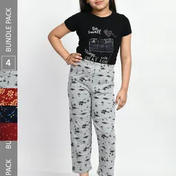 BAESD Girls Pack Of 4 Printed Pure Cotton Lounge Pants-image-86