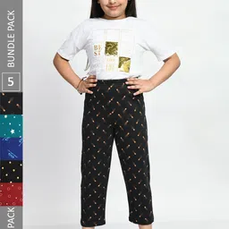 BAESD Girls Pack Of 5 Printed Pure Cotton Lounge Pants-picture-33