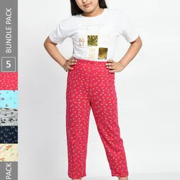 BAESD Girls Pack Of 5 Printed Pure Cotton Lounge Pants-picture-35