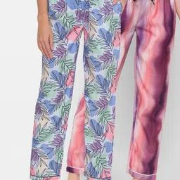 FashionRack Women Pack Of 2 Blue & Purple Printed Lounge Pants-picture-28