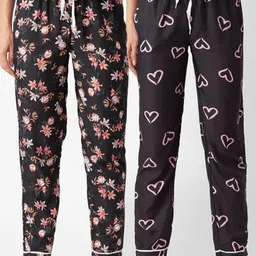 FashionRack Pack of 2 Women Black Printed Lounge Pants-picture-38