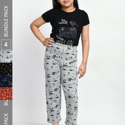 BAESD Girls Pack Of 4 Printed Cotton Lounge Pants-image-27