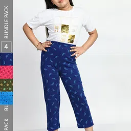 BAESD Girls Pure Cotton Pack of 4 Lounge Pants-image-61