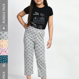 BAESD Girls Pack Of 4 Printed Pure Cotton Lounge Pants-image-88