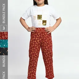 BAESD Girls Pack Of 3 Printed Lounge Pants-56