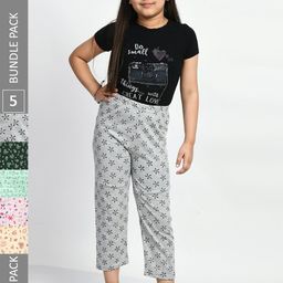BAESD Girls Pack Of 5 Printed Pure Cotton Lounge Pants-image-104
