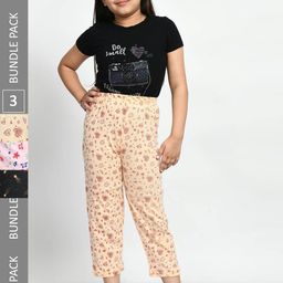 BAESD Girls Pack Of 3 Printed Pure Cotton Lounge Pants-image-100