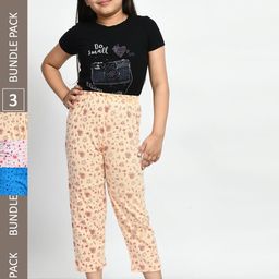 BAESD Girls Pack Of 3 Printed Cotton Cropped Lounge Pants-image-52