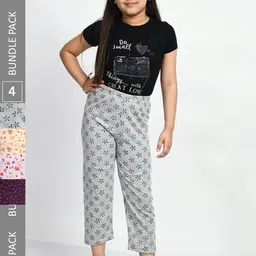 BAESD Girls Pack Of 4 Printed Pure Cotton Lounge Pants-picture-45