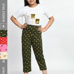 BAESD Girls Pack Of 4 Printed Cotton Lounge Pants-image-72