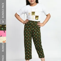 BAESD Girls Pack Of 3 Printed Pure Cotton Lounge Pants-picture-13