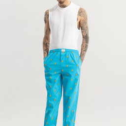 Snitch Blue Men Printed Cotton Lounge Pants-image-48