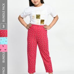 BAESD Girls Pack Of 3 Printed Cotton Cropped Lounge Pants-image-91