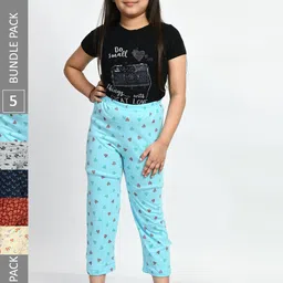 BAESD Girls Pack Of 5 Printed Pure Cotton Lounge Pants-picture-32