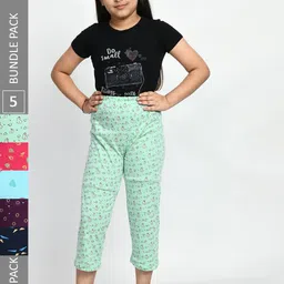 BAESD Girls Pack Of 5 Printed Pure Cotton Lounge Pants-picture-29