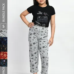 BAESD Girls Pack Of 5 Printed Pure Cotton Lounge Pants-picture-22