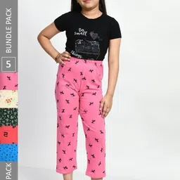 BAESD Girls Pack Of 5 Printed Pure Cotton Lounge Pants-picture-49