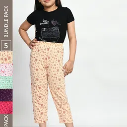BAESD Girls Pack Of 5 Printed Pure Cotton Lounge Pants-picture-12