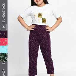 BAESD Girls Set Of 4 Printed Cotton Lounge Pants-image-12