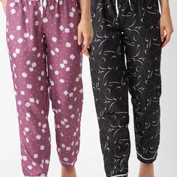 FashionRack Women Pack Of 2 Printed Cotton Lounge Pants-picture-34