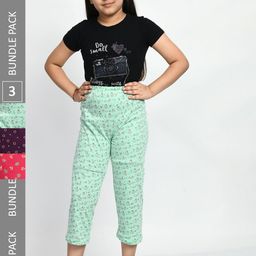 BAESD Girls Pack Of 3 Printed Pure Cotton Lounge Pants-image-71