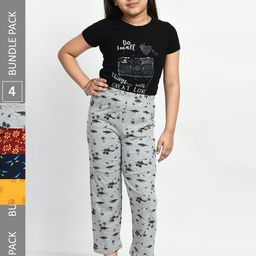 BAESD Girls Pack Of 4 Printed Cotton Cropped Lounge Pants-image-99